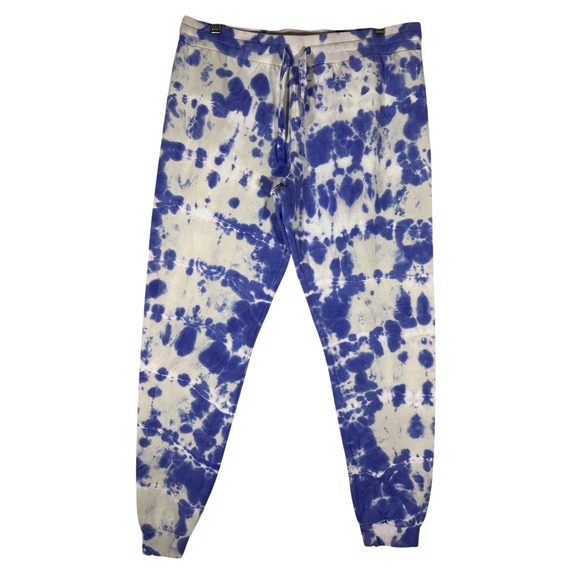 Spiritual Gangster Pants - Spiritual Gangster Laguna Tie Dye Joggers Sweatpants Sz L Blue & White Stretchy